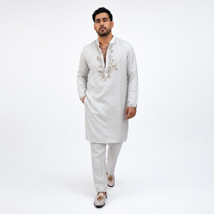 Imperial Linen Grace | Blue Designer Silk Kurta