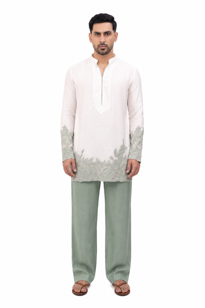 Imperial Linen Grace | Linen Silk Embroidered Kurta