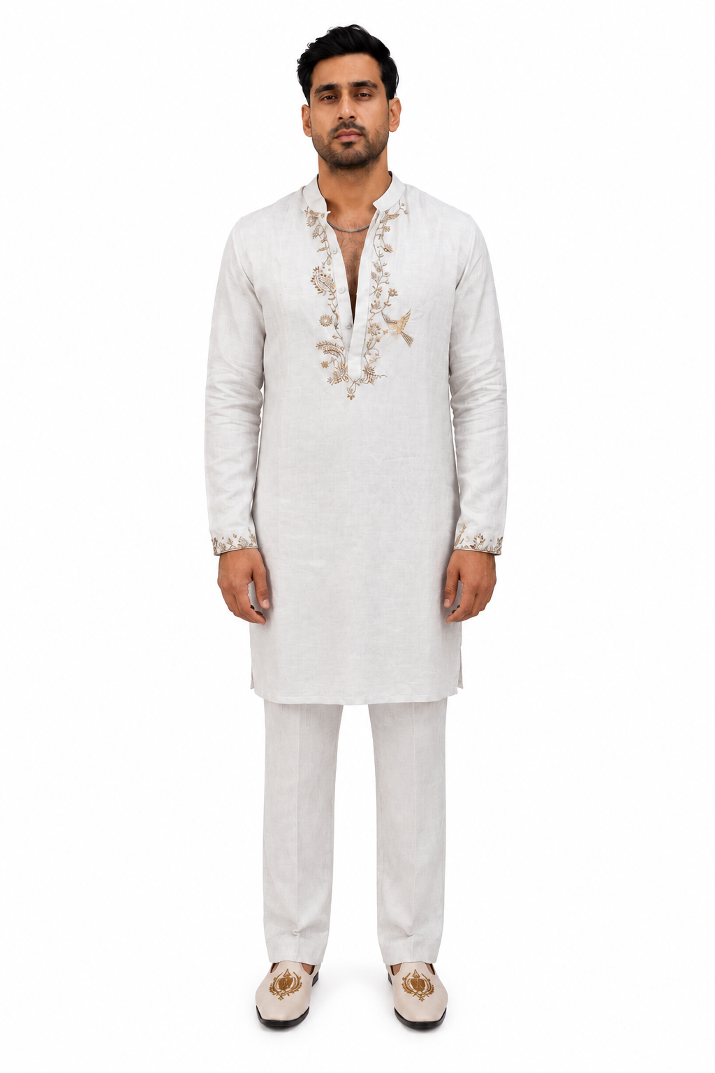 Imperial Linen Grace | Blue Designer Silk Kurta