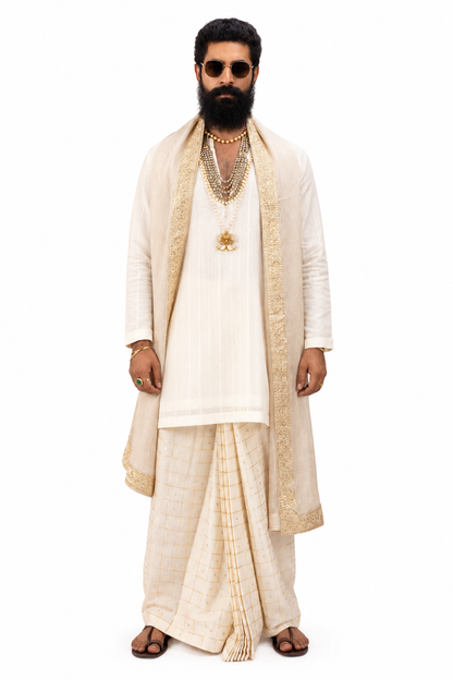 Regal Chanderi Silk Elegance | Men's Dhoti Kurta Set