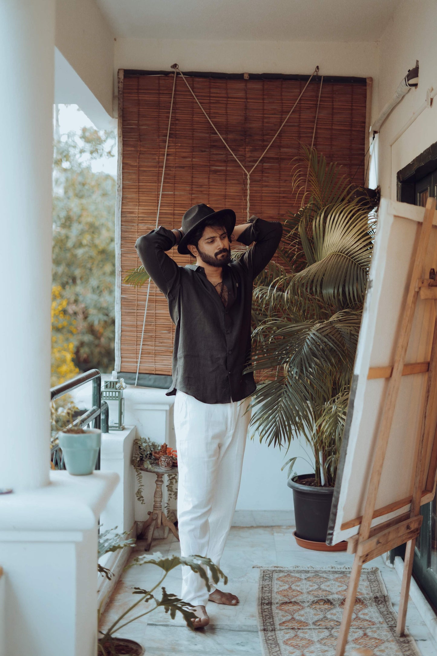 HOS Signature Pure Irish Linen Black Shirt