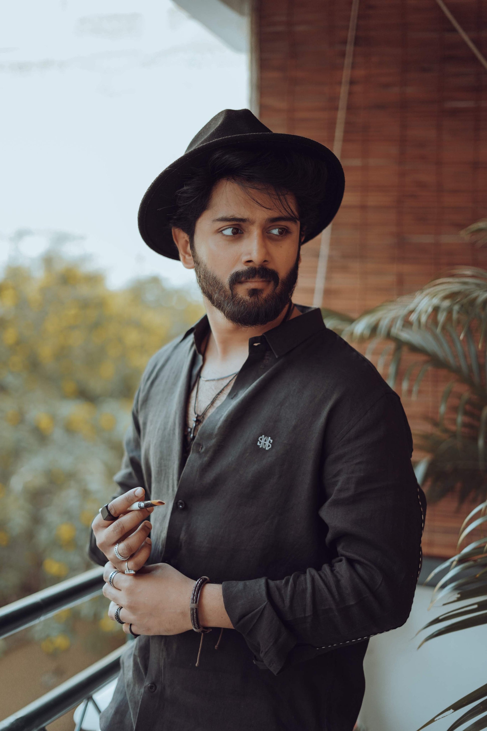 Pure Linen Shirt Black With HOS Signature Logo