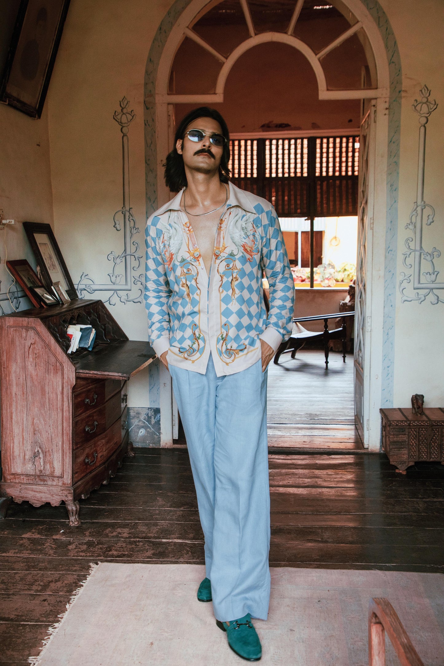 Brasão Lusitano | Men's Designer Printed Linen Shirt