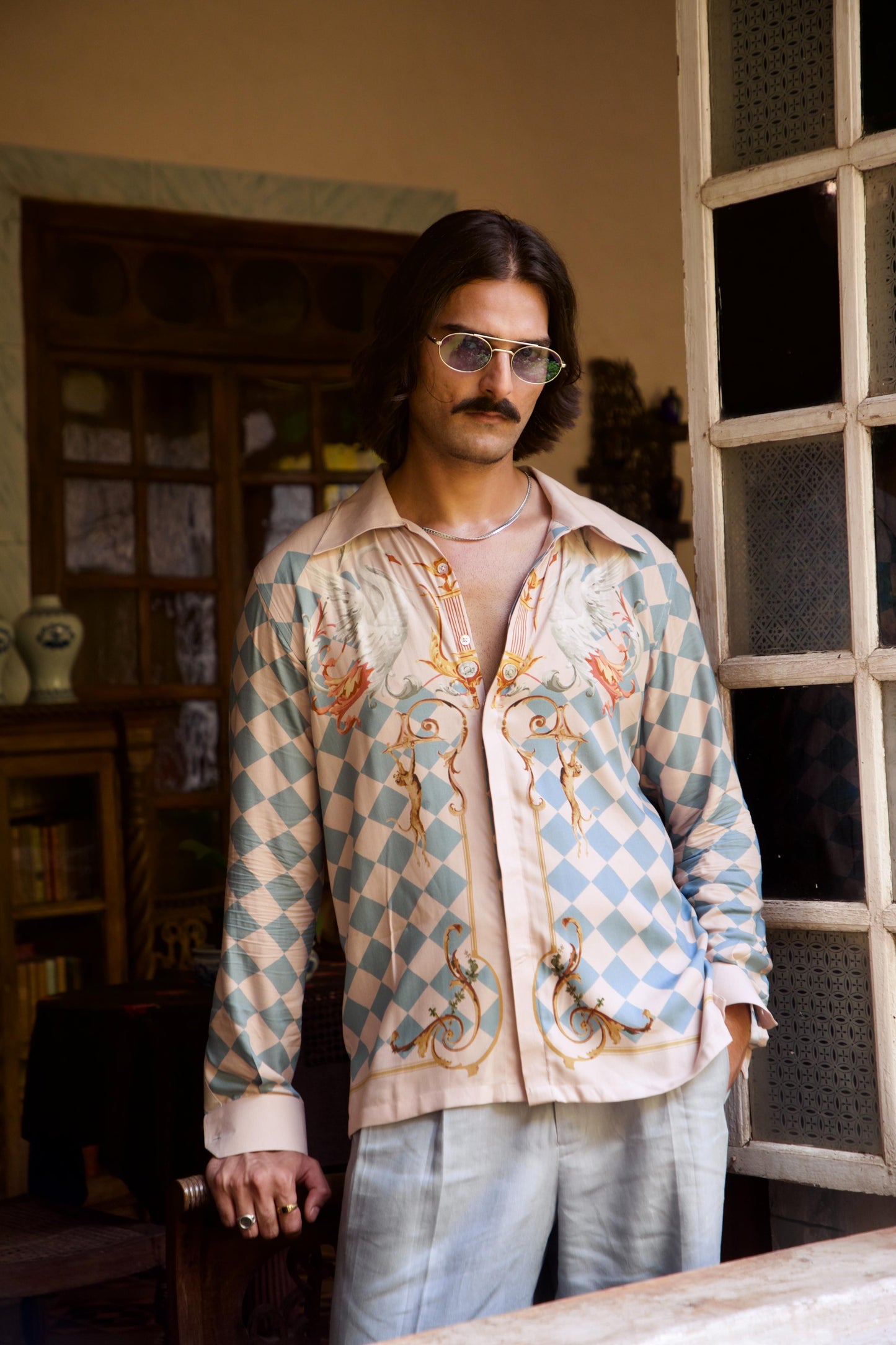 Brasão Lusitano | Men's Designer Printed Linen Shirt