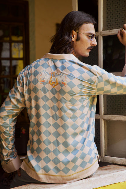 Brasão Lusitano | Men's Designer Printed Linen Shirt