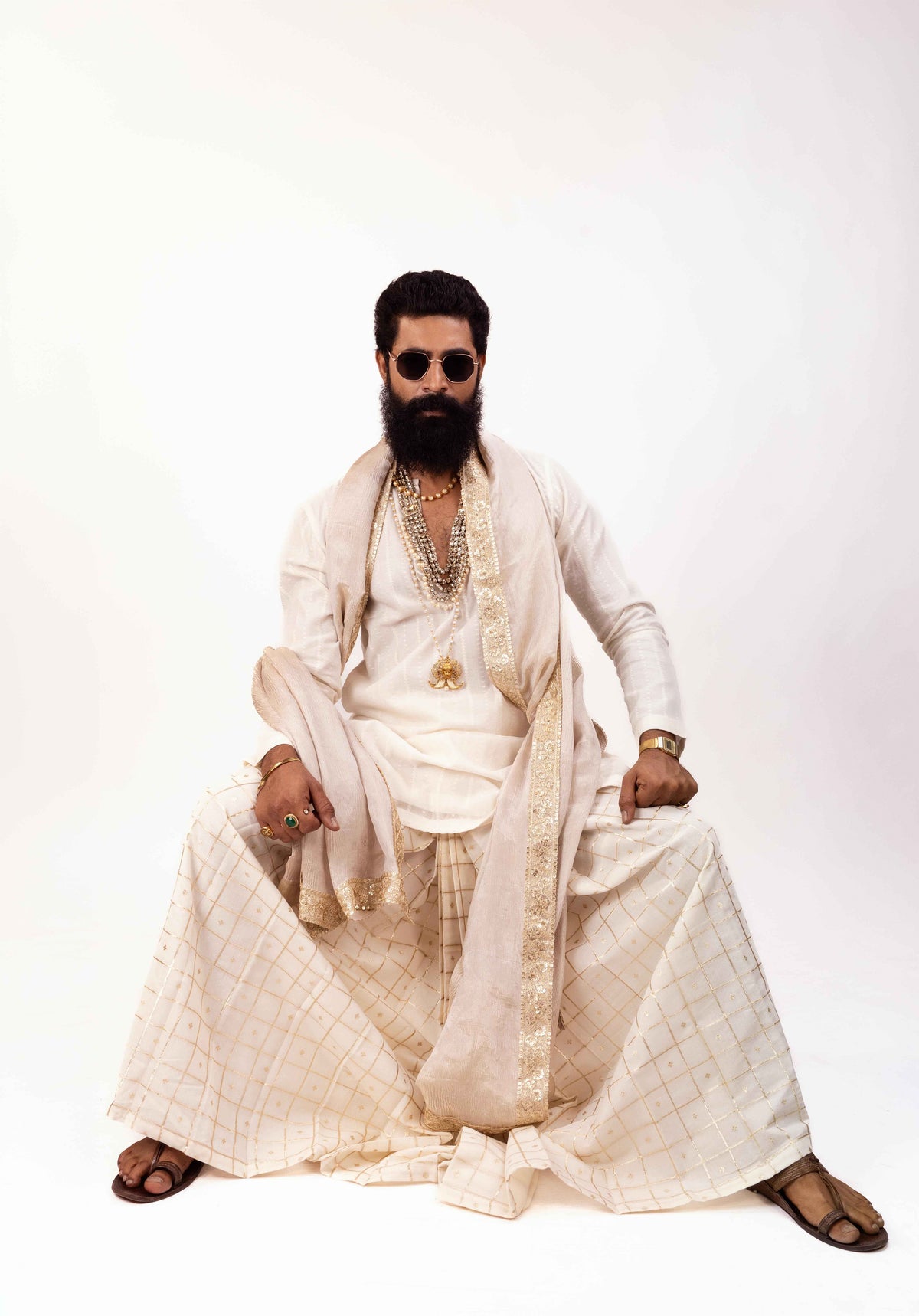 Regal Chanderi Silk Elegance | Men's Dhoti Kurta Set