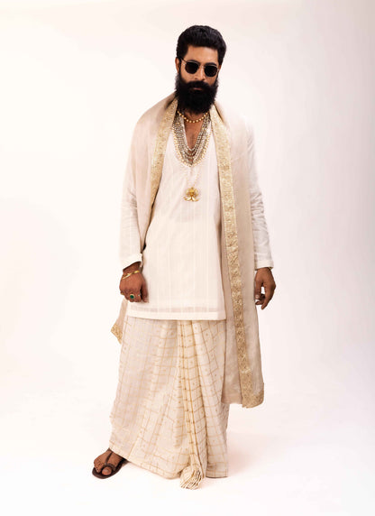 Regal Chanderi Silk Elegance | Men's Dhoti Kurta Set