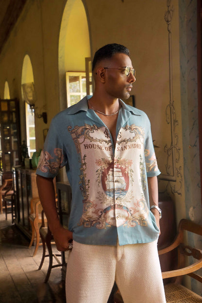 Rota Lusitana | Men's Designer Printed Linen Shirt