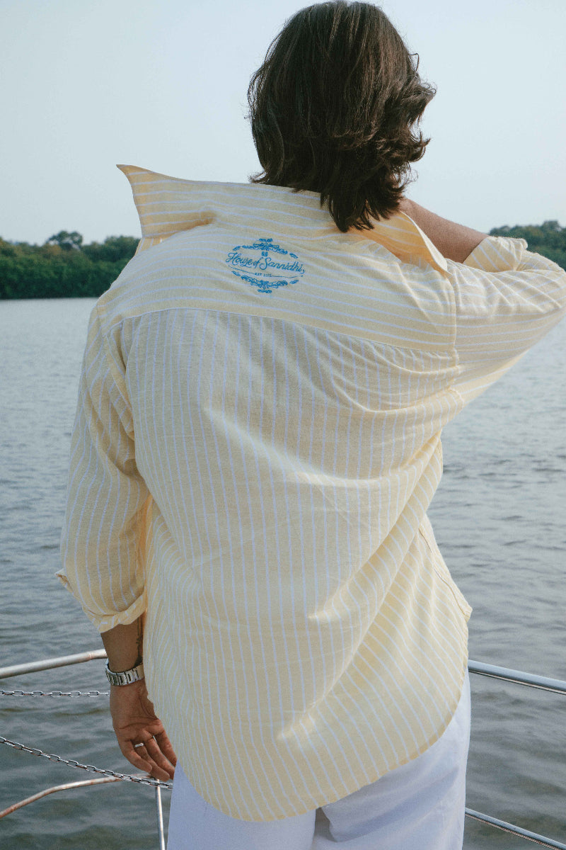 Costa Dourada  | Yellow Striped Linen Shirt