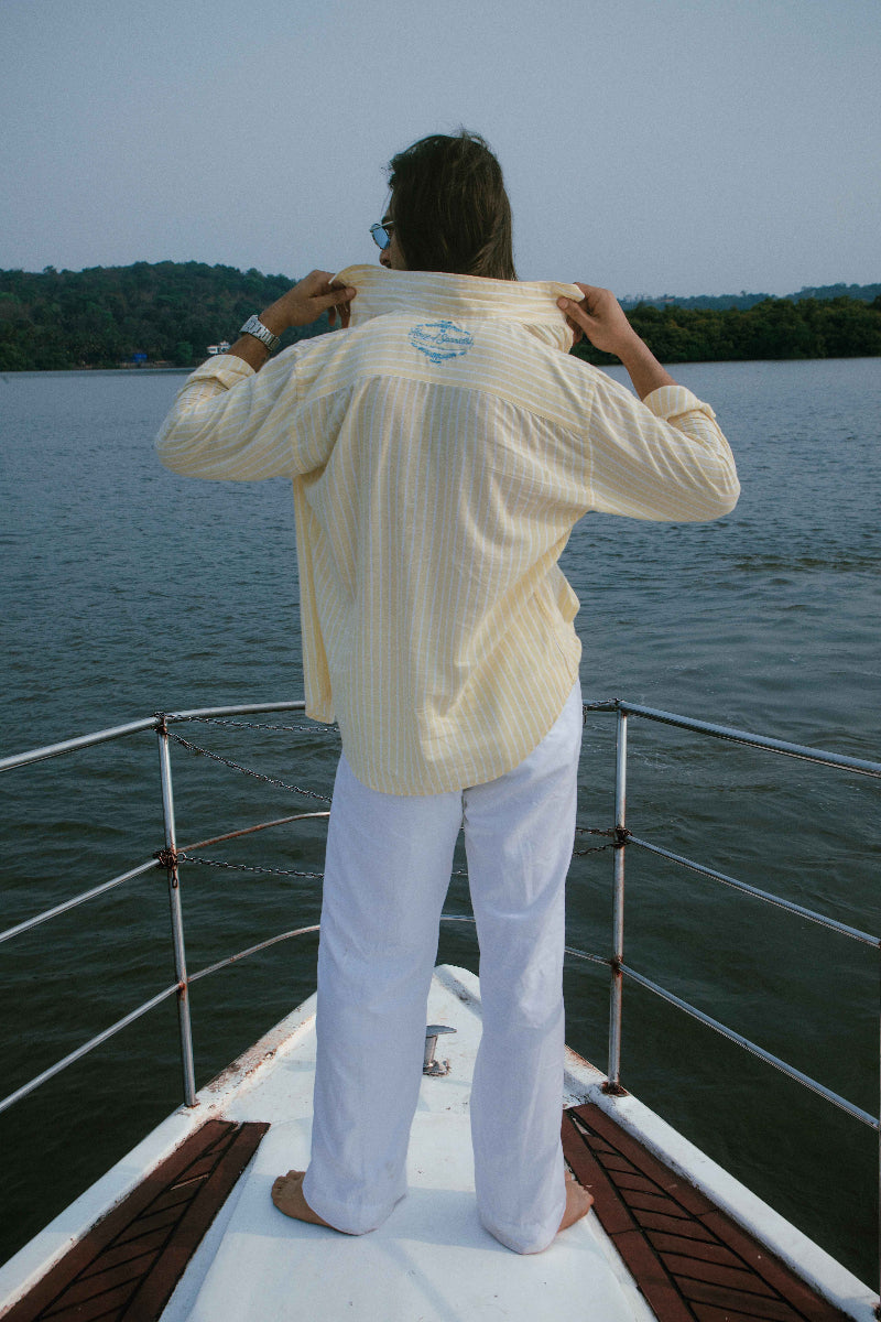 Costa Dourada  | Yellow Striped Linen Shirt