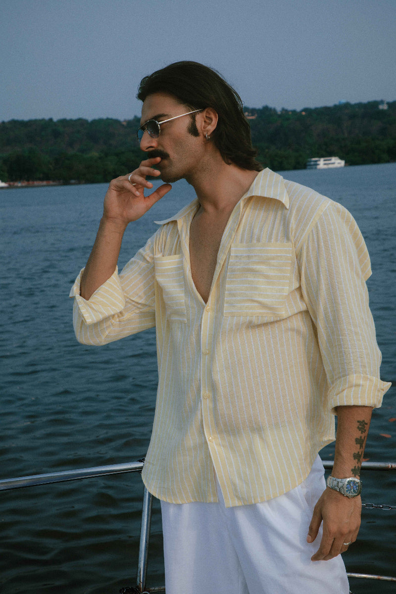 Costa Dourada  | Yellow Striped Linen Shirt