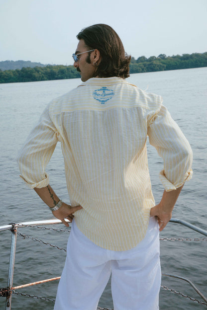 Costa Dourada  | Yellow Striped Linen Shirt