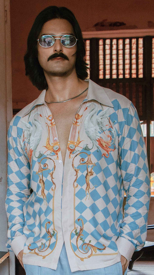 Brasão Lusitano | Men's Designer Printed Linen Shirt